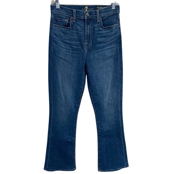 7 For All Mankind HIGHWAIST SLIM KICK Jeans Women’s 27 Medium Wash Stretch Denim - Picture 1 of 11